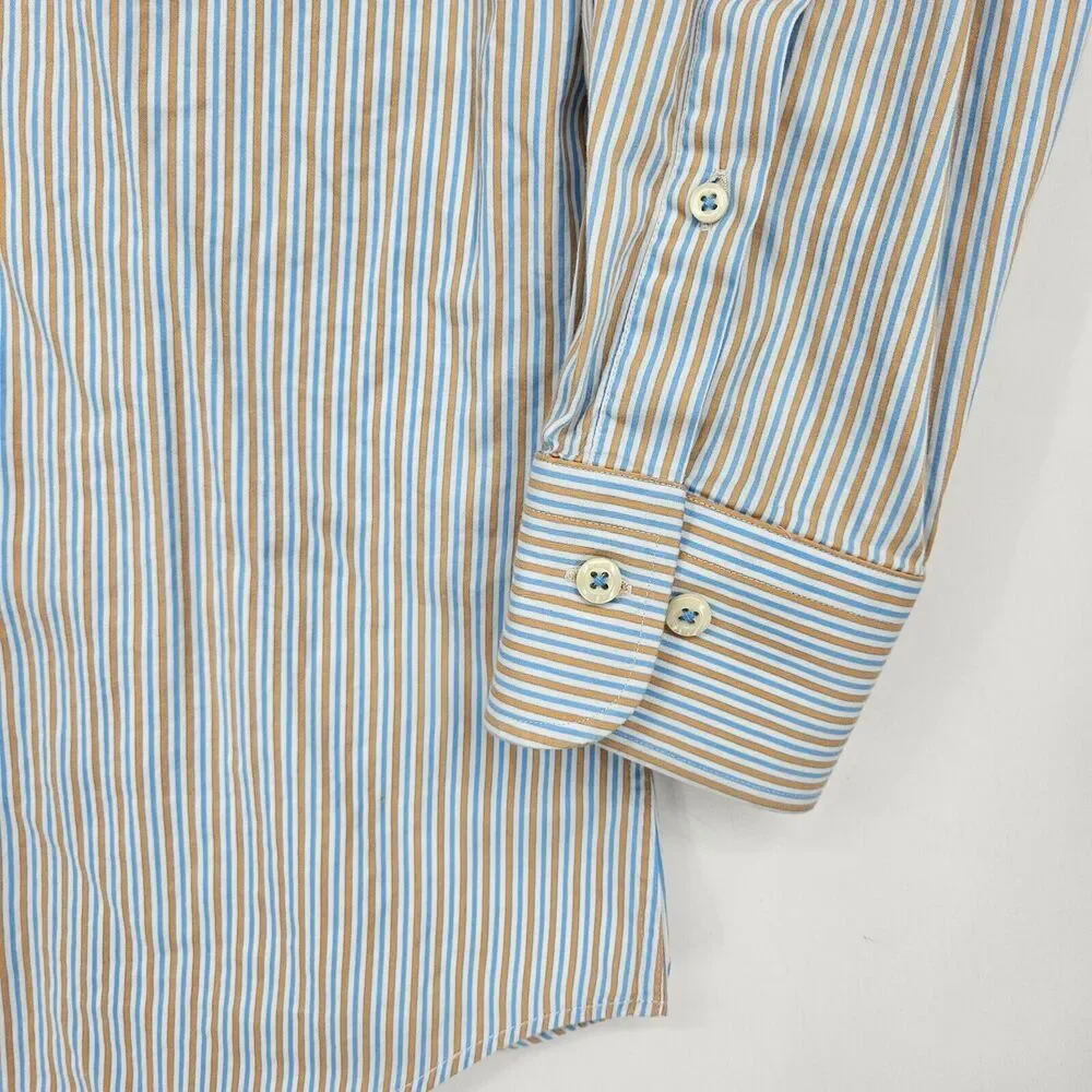 Peter Millar Shirt Mens Extra Large Striped Blue Button Up Long Sleeve Preppy XL